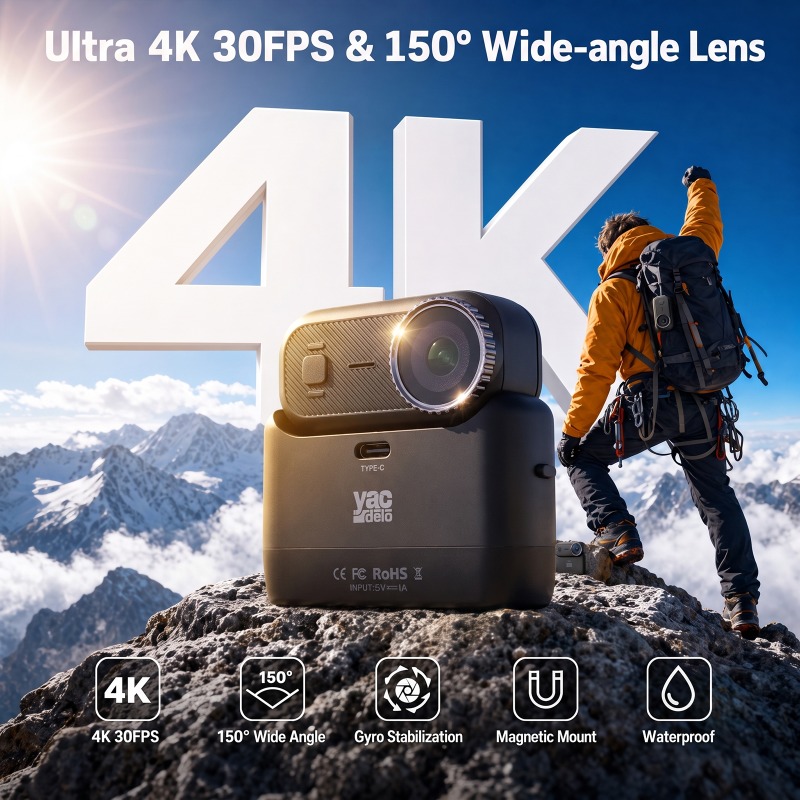 Car Accessories Online - كاميرا APEX Action 4K الرياضية الصغيرة