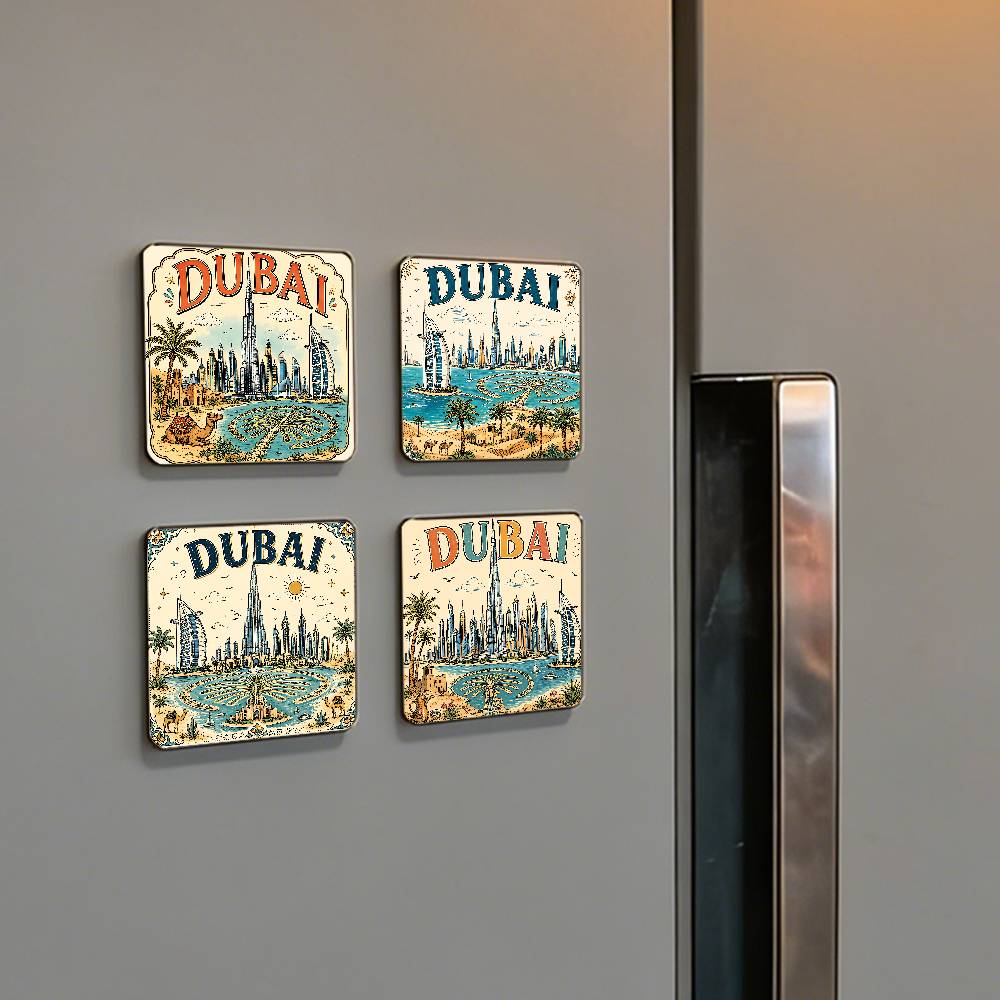 Car Accessories Dubai - مغناطيس ثلاجة بتصميم دبي الفني الجمالي،